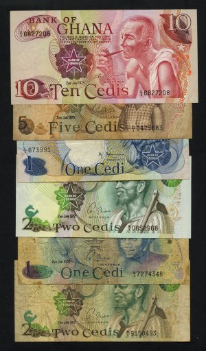 Africa - Bank of Ghana 1967 - 1978 Cedis banknotes set of 6.