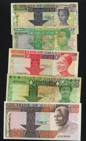 Africa - Bank of Ghana 1980 - 1982 Cedis banknotes set of 5 pieces