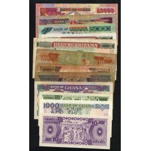 Afrika - Bank of Ghana 1986 - 2003 Cedis bankovky sada 12 kusů