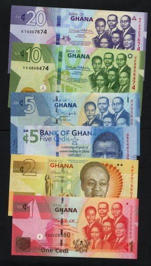 Africa - Bank of Ghana 2010 - 2019 Cedis banknotes set of 6.