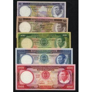 Afrika - Guinea 1975 Ekulele-Banknoten Satz von 5 Stück