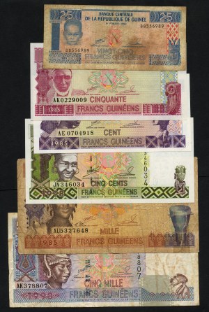 Afrika - Guinea 1985 - 1998 Guinejské franky sada 6 kusů