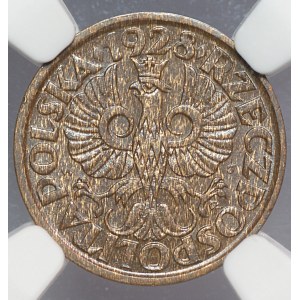 II RP, 1 grosz 1928 - NGC MS 63 BN