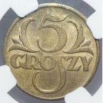 II RP, 5 grošů 1923 - NGC MS 62