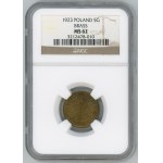 II RP, 5 grošů 1923 - NGC MS 62