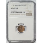 II RP, 1 grosz 1932 - NGC MS 62 BN