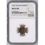 II RP, 1 grosz 1932 - NGC MS 62 BN