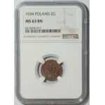 II RP, 2 groše 1934 - NGC MS 63 BN