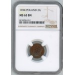 II RP, 2 groše 1934 - NGC MS 63 BN