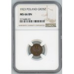 II RP, 1 grosz 1923 - NGC MS 66 BN
