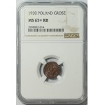 II RP, 1 grosz 1930 - NGC MS 65+ RB