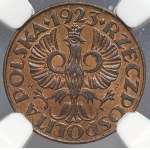 II RP, 1 grosz 1923 - NGC MS 65 RB