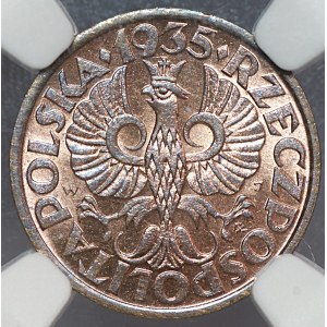 II RP, 1 grosz 1935 - NGC MS 64 RB