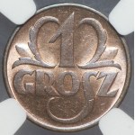 II RP, 1 grosz 1935 - NGC MS 64 RB