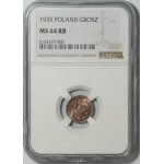 II RP, 1 grosz 1935 - NGC MS 64 RB