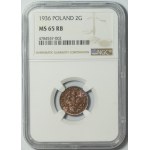 II RP, 2 pennies 1936 - NGC MS 65 RB