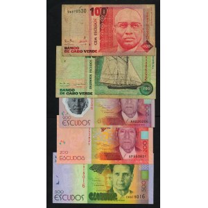 Afrika - Kapverdy, 100, 200 a 500 escudos (1992-2014), sada 5 bankovek
