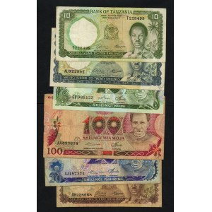 Afrique - Tanzanie, 5, 10, 20 et 100 shillings, set de 6 billets