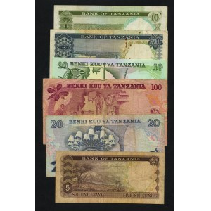Afrique - Tanzanie, 5, 10, 20 et 100 shillings, set de 6 billets