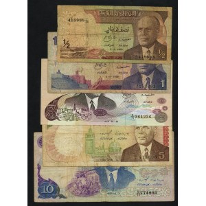 Afrika - Tunisko 1972 - 1983 Dinár sada 5 kusů