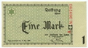 Ghetto Lodz (Litzmannstadt Ghetto), 1 mark 1940 series A, numbering 6 digits