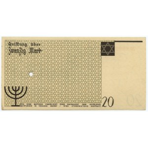 Getto Łódź (Litzmannstadt Ghetto), 20 marek 1940, perforowany, papier ze znakiem wodnym, Ilustrowany w katalogu Czesława Miłczaka