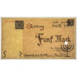 Getto Łódź (Litzmannstadt Ghetto), 5 marek 1940, numerator pomarańczowy, papier kartonowy, PMG 64, jednokrotnie perforowany