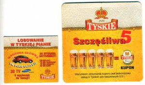 Tyskie lottery, scratch card + coaster 1999