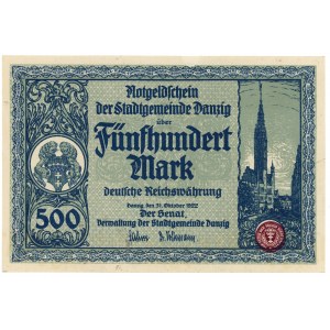 GDAŃSK/DANZIG, 500 marks 1922