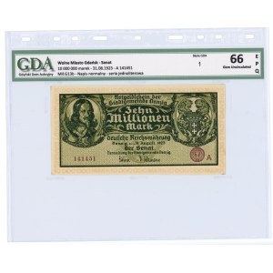 GDAŃSK/DANZIG, 10 000 000 marek 1923, série A 141451 - GDA 66 EPQ