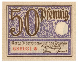GDAŃSK/DANZIG, 50 fenig (pfennig) 1919