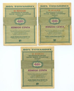 PEWEX - 1 cent 1960, sada 3 poukázek, ser. BI a DI
