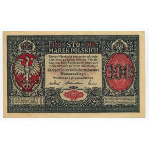 100 marek polskich 1916 Generał, seria A, numeracja 7 cyfrowa