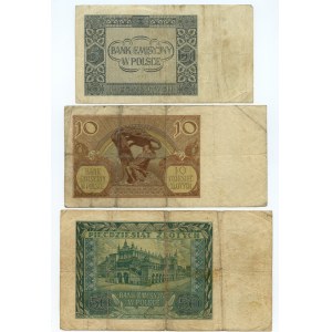 500 złotych 1940 / 10 złotych 1941 / 5 złotych 1941 - zestaw 3 sztuk