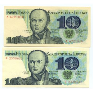 10 gold 1982 - series A , R set of 2 pieces