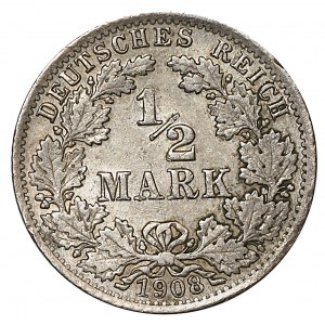 Niemcy, 1/2 marki 1908 A