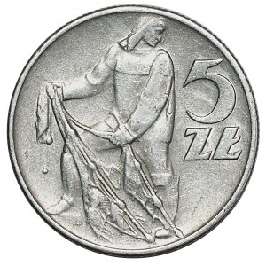 PRL, 5 złotych 1959 Rybak - słoneczko