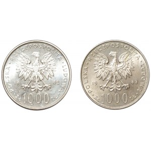 Polská lidová republika, 1 000 zlotých (1982-1983) Jan Pavel II, sada 2 mincí