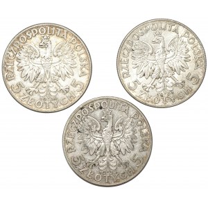 II RP, sada 5 kusů Zlatá hlava ženy 1932-34