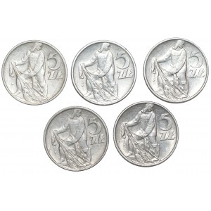 PRL, Zestaw 5 złotych (1959-1974) Rybak