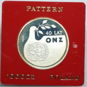 Polská lidová republika, 1 000 zlotých 1985 - 40 let Organizace spojených národů, vzor stříbro