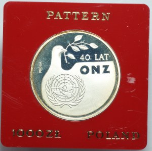 Poľská ľudová republika, 1 000 zlotých 1985 - 40 rokov OSN, vzorka striebra