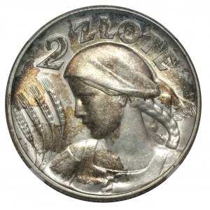 II RP, 2 zl. 1925 (tečkovaný), Londýn Ženské uši - NGC MS62