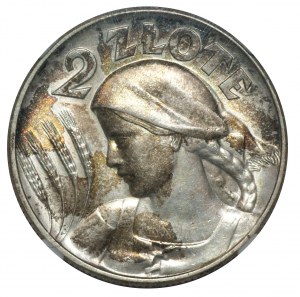 II RP, 2 Zloty 1925 (gepunktet), Londoner Frauenohren - NGC MS62