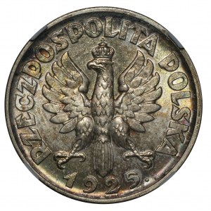 II RP, 2 zl. 1925 (tečkovaný), Londýn Ženské uši - NGC MS62