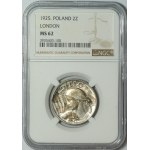 II RP, 2 zl. 1925 (tečkovaný), Londýn Ženské uši - NGC MS62