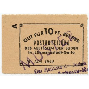 Ghetto Lodz (Litzmannstadt Ghetto), 10 feniges 1944, ILUSTRACE v katalogu Czesława Miłczaka