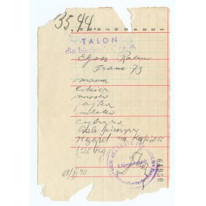 Getto Łódź (Litzmannstadt Ghetto), Talon dla biednych, chorych