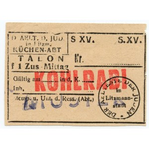 Getto Łódź (Litzmannstadt Ghetto), Wzór talonu na brukiew, stempel KOHLRABI oraz MUSTER