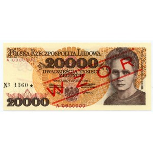 20.000 złotych 1989, seria A 0000000 - WZÓR No 1360*